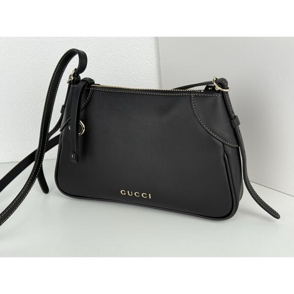 GUCCI Medium Black Smooth Leather Shoulder Bag MSRL $1650 G-1 - Picture 1 of 10